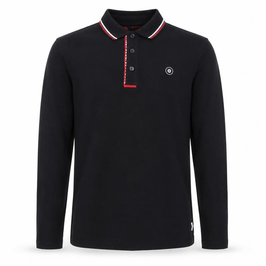 Jack & Jones Men’s Black Long Sleeve Polo Shirt Size M Cotton