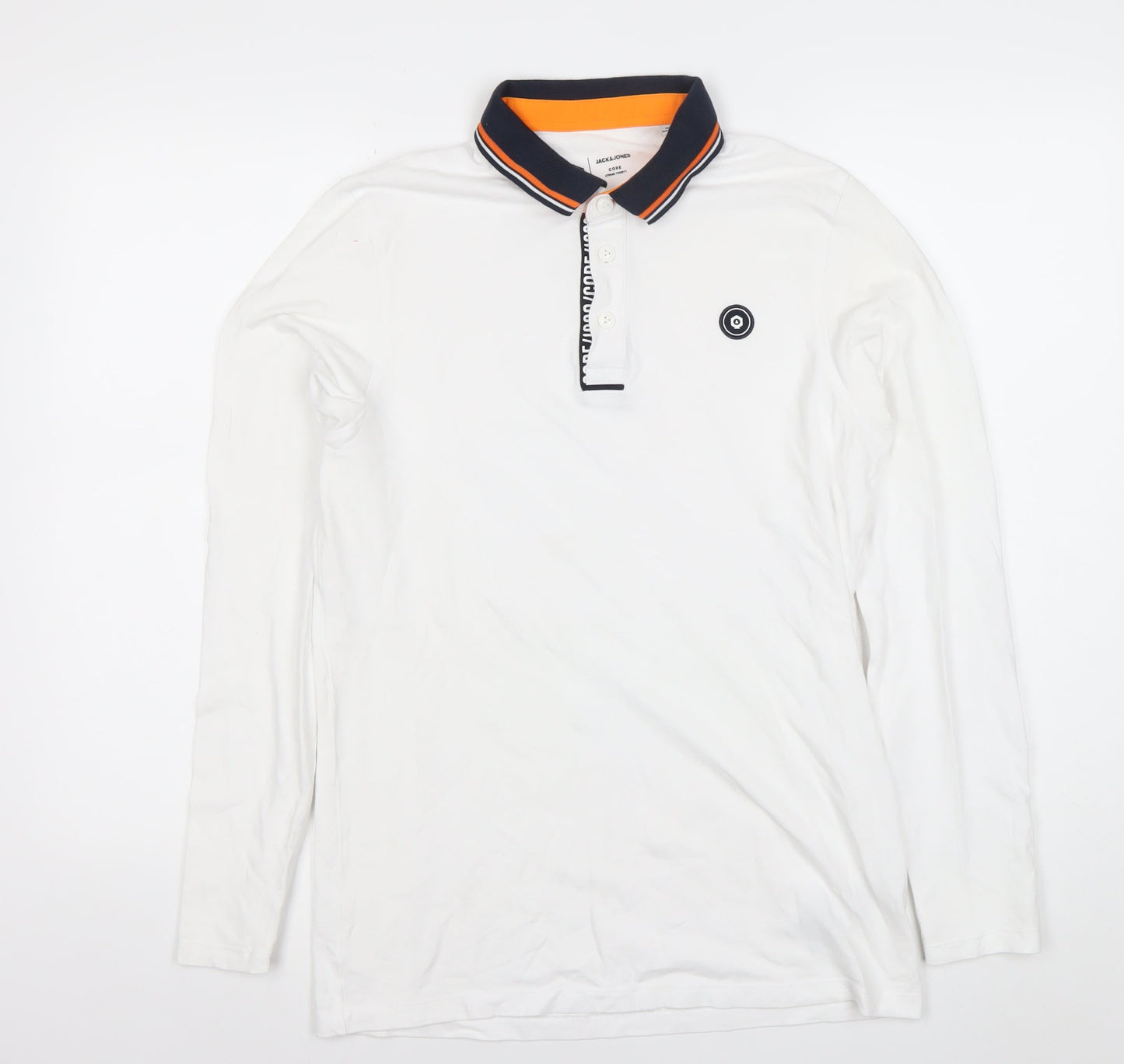 Jack & Jones Men’s White Polo Shirt M Long Sleeve Cotton