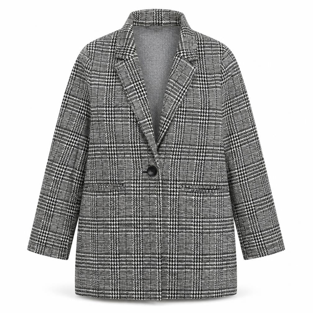 Dunnes Women Grey Check Blazer Jacket Size 16