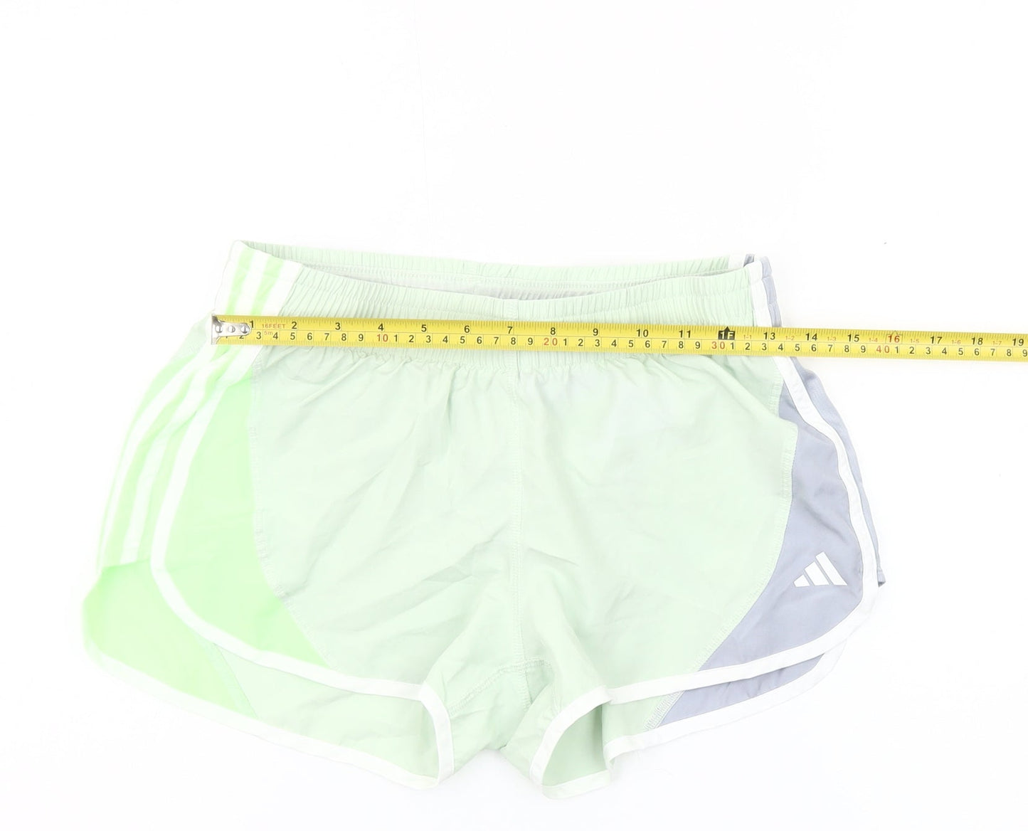 Adidas Womens Green Grey Athletic Sports Shorts Size S Slim Fit