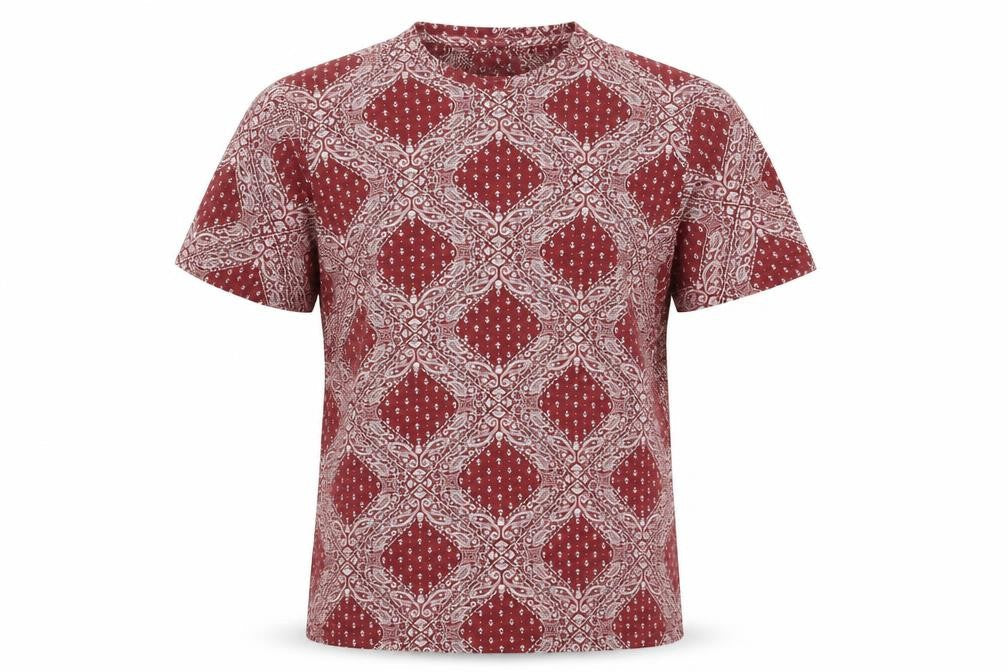 Twisted Soul Men Red Paisley Cotton T-Shirt Size L Crew Neck