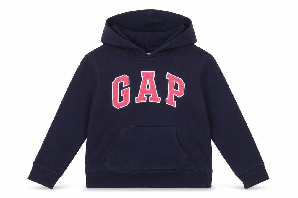 Gap Girls Blue Logo Pullover Hoodie - Size 10-11 Years Cotton Blend