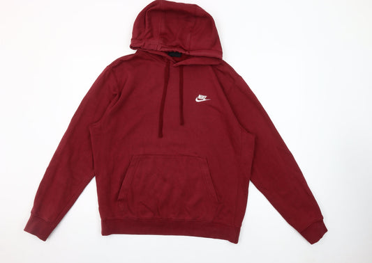 Nike Men's Red Pullover Hoodie Medium Logo Sportswear