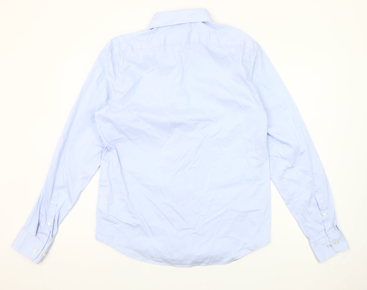 H&M Men's Blue Slim Fit Long Sleeve Cotton Blend Button-Up M