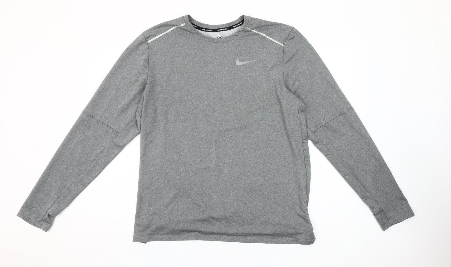 Nike Men’s Grey Dri-Fit Running Long Sleeve T-Shirt Size L
