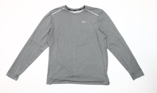 Nike Men’s Grey Dri-Fit Running Long Sleeve T-Shirt Size L