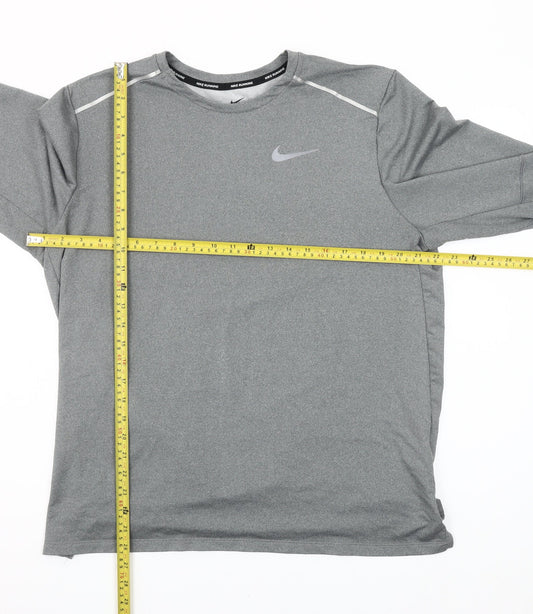 Nike Men’s Grey Dri-Fit Running Long Sleeve T-Shirt Size L
