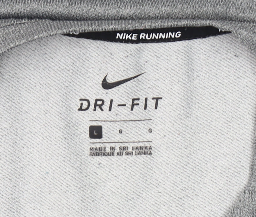 Nike Men’s Grey Dri-Fit Running Long Sleeve T-Shirt Size L
