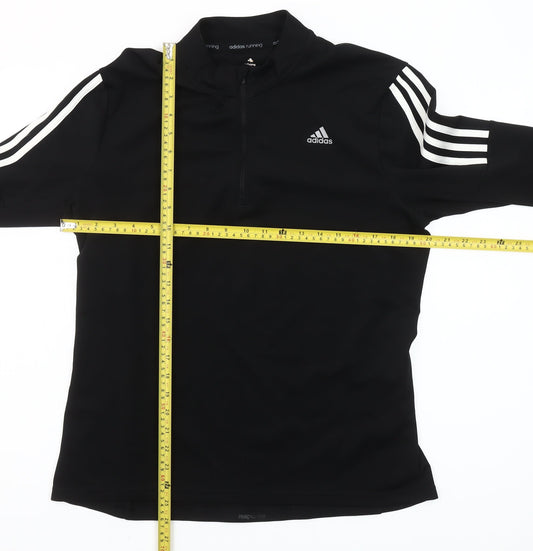 Adidas Mens Black Long Sleeve Running Top Size L 1/4 Zip Athletic