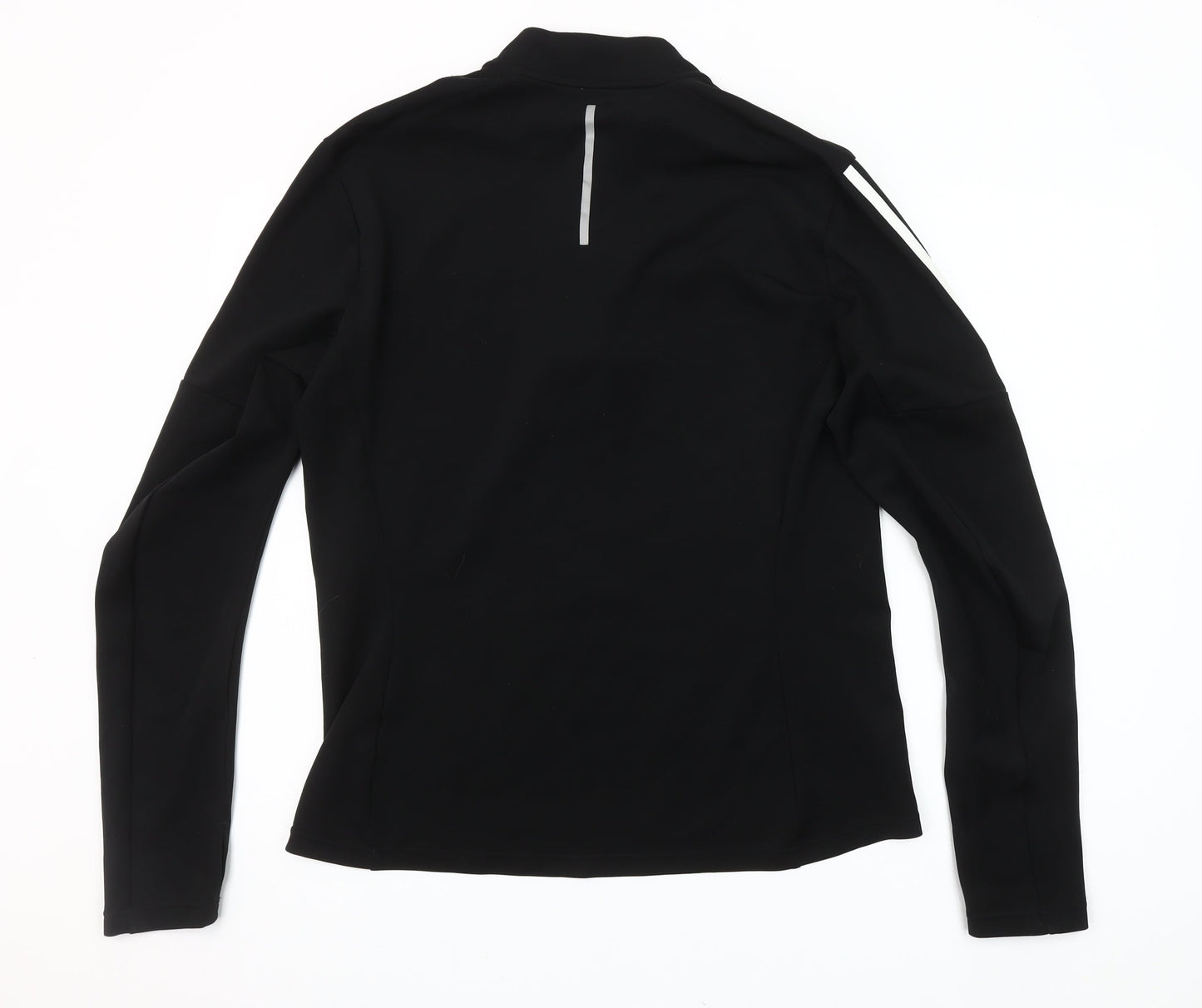 Adidas Mens Black Long Sleeve Running Top Size L 1/4 Zip Athletic