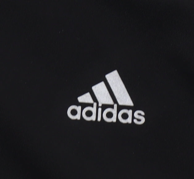 Adidas Mens Black Long Sleeve Running Top Size L 1/4 Zip Athletic