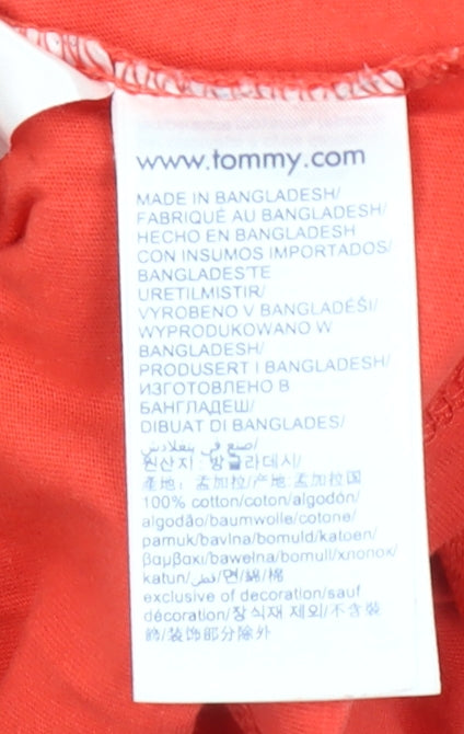 Tommy Hilfiger Girls Red Logo T-Shirt 9-12 Months Short Sleeve Cotton