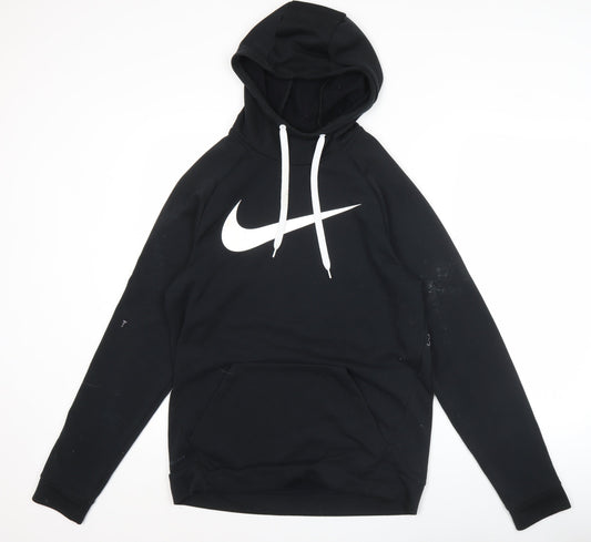 Nike Mens Black Pullover Hoodie Medium Sports Dri-Fit Logo
