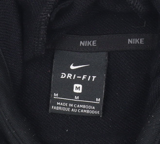 Nike Mens Black Pullover Hoodie Medium Sports Dri-Fit Logo