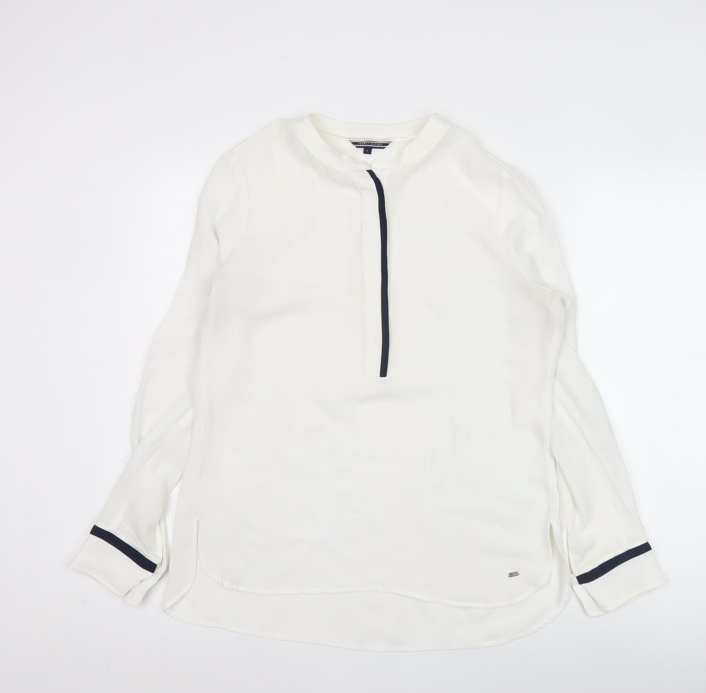 Tommy Hilfiger Womens White Long Sleeve Tunic Blouse Size 12
