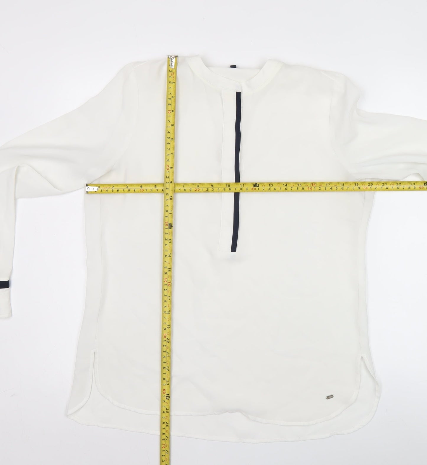 Tommy Hilfiger Womens White Long Sleeve Tunic Blouse Size 12