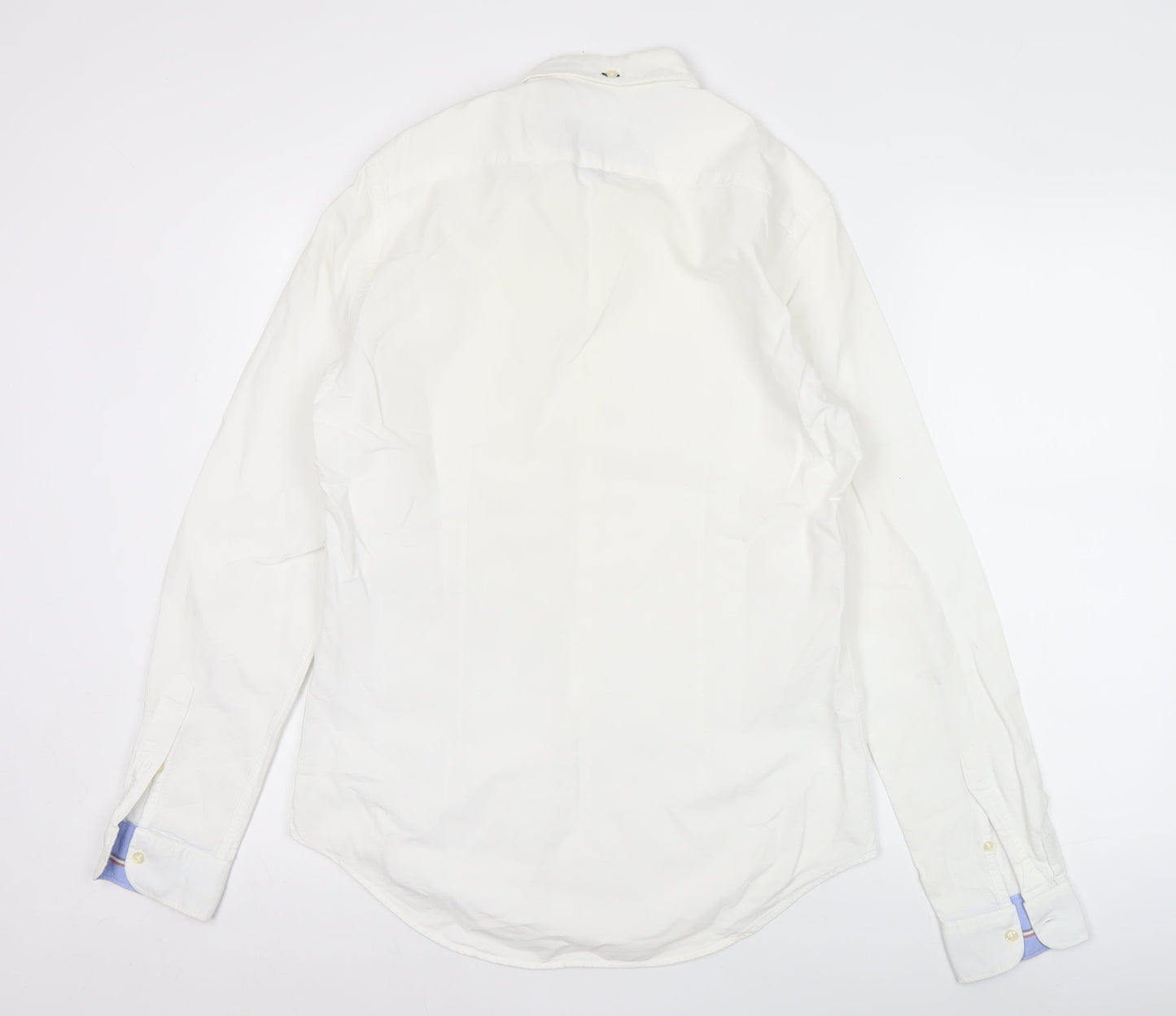 Zara Man Mens White Slim Fit Button-Down Shirt M Long Sleeve
