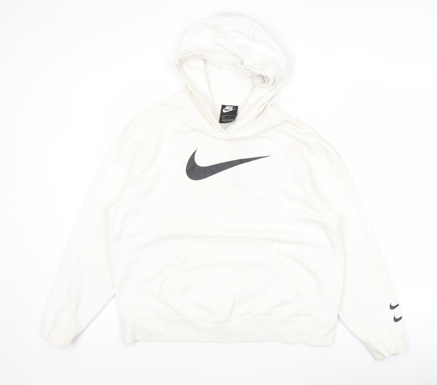 Nike Men’s White Pullover Hoodie L Logo Sportswear Sweatshirt