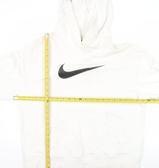 Nike Men’s White Pullover Hoodie L Logo Sportswear Sweatshirt