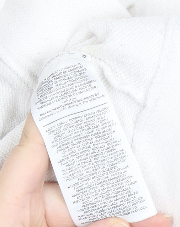 Nike Men’s White Pullover Hoodie L Logo Sportswear Sweatshirt