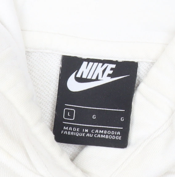 Nike Men’s White Pullover Hoodie L Logo Sportswear Sweatshirt