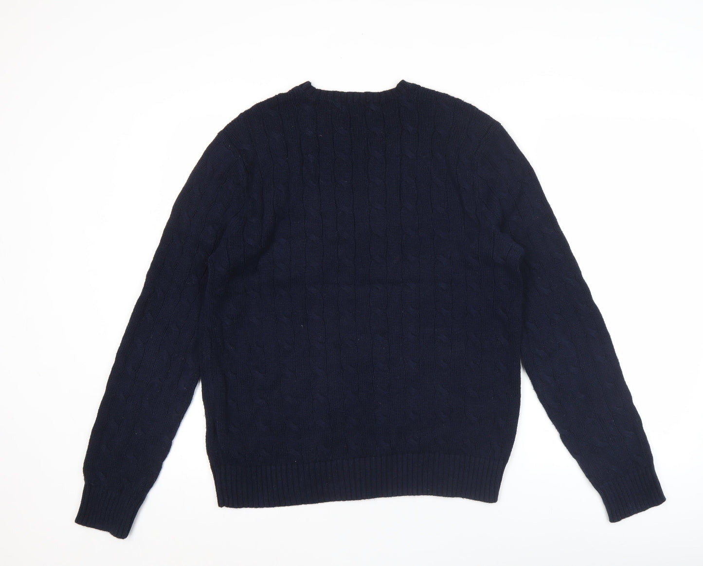 Ralph Lauren Men’s Blue M Cable-Knit Cotton Jumper Pullover