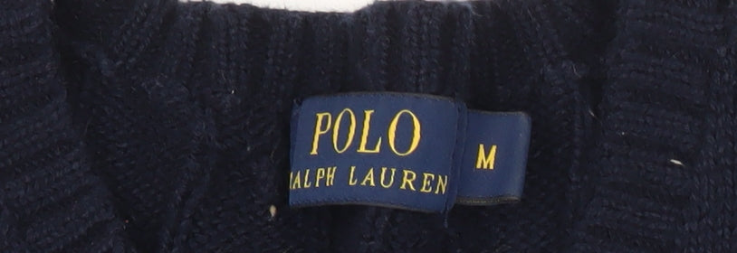 Ralph Lauren Men’s Blue M Cable-Knit Cotton Jumper Pullover