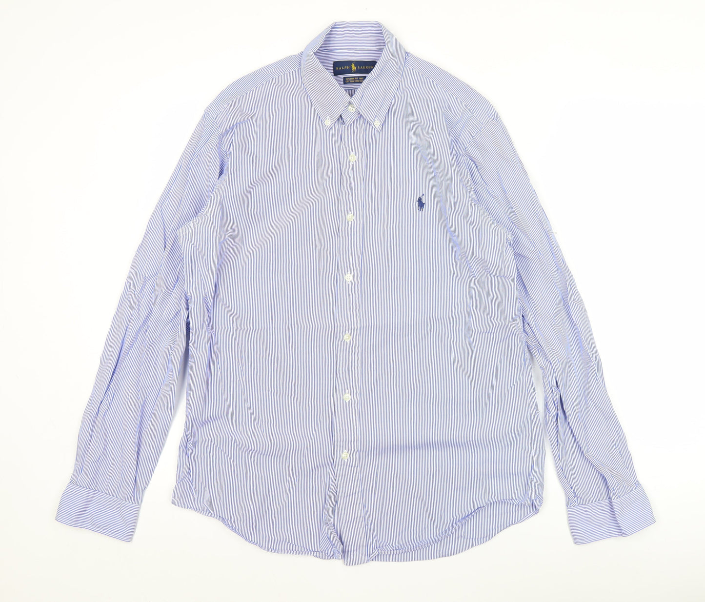 Ralph Lauren Men’s Blue Striped Button-Up Shirt Size M Classic Fit