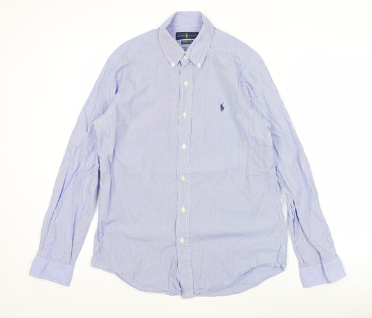Ralph Lauren Men’s Blue Striped Button-Up Shirt Size M Classic Fit
