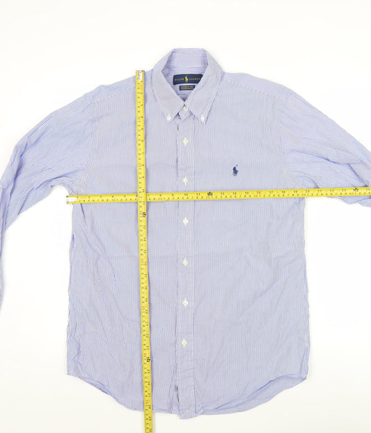 Ralph Lauren Men’s Blue Striped Button-Up Shirt Size M Classic Fit