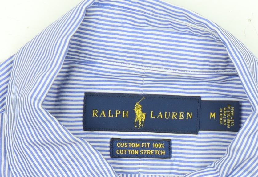 Ralph Lauren Men’s Blue Striped Button-Up Shirt Size M Classic Fit