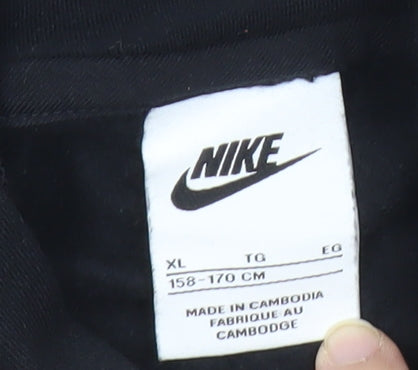 Nike Boys Black XL Pullover Hoodie with Logo, Cotton Blend