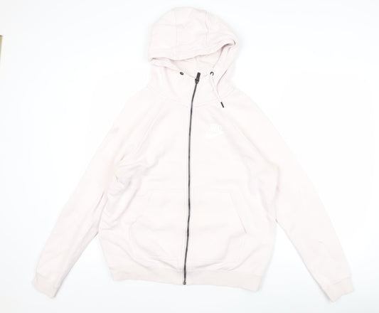 Nike Womens Ivory Full Zip Hoodie Size M Logo Casual Sportswear