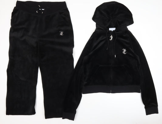 Juicy Couture Womens Black Velour XL Hoodie Tracksuit Set