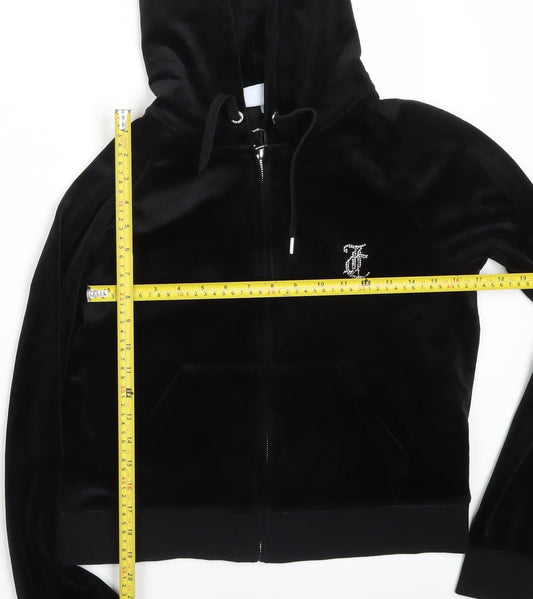 Juicy Couture Womens Black Velour XL Hoodie Tracksuit Set