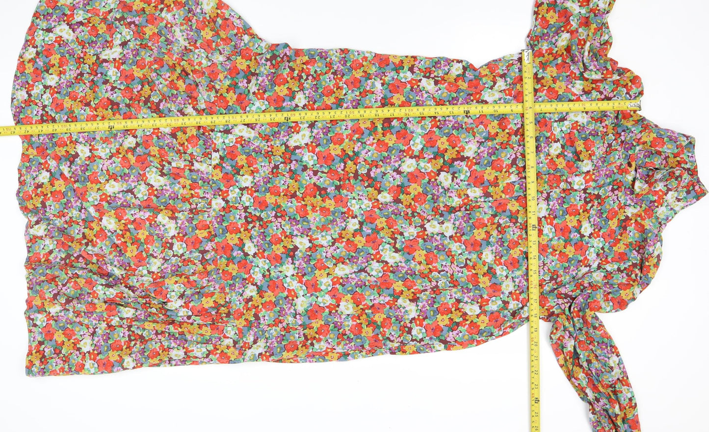 H&M Women’s Multicoloured Floral Wrap Midi Dress Size 12 Viscose