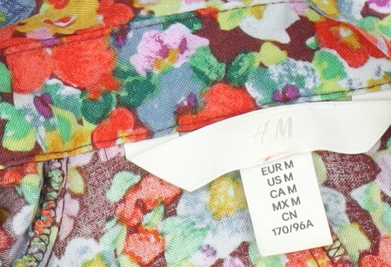 H&M Women’s Multicoloured Floral Wrap Midi Dress Size 12 Viscose
