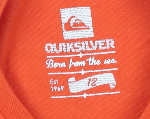 Quiksilver Teens Orange Cotton T-Shirt Size 12 Short Sleeve Surf Logo