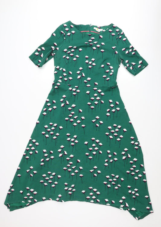 Boden Women’s Green Floral A-Line Knee Length Dress UK 12