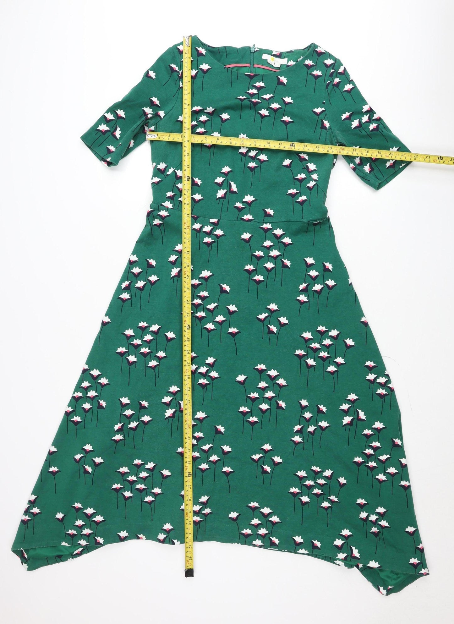 Boden Women’s Green Floral A-Line Knee Length Dress UK 12