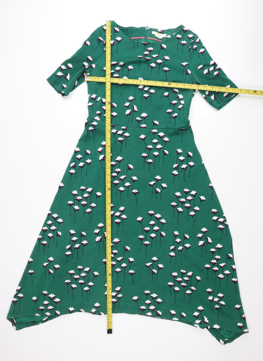 Boden Women’s Green Floral A-Line Knee Length Dress UK 12