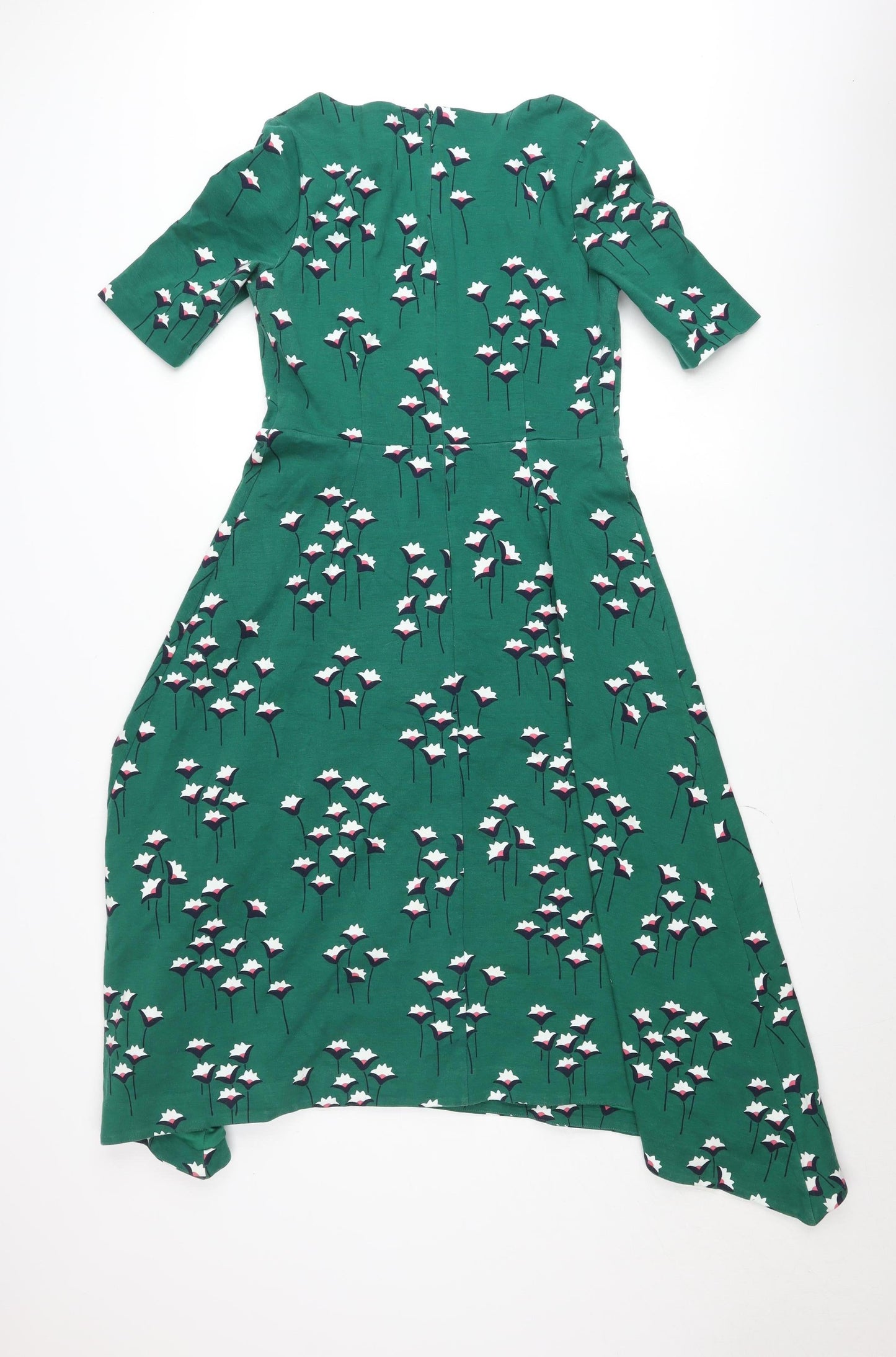 Boden Women’s Green Floral A-Line Knee Length Dress UK 12