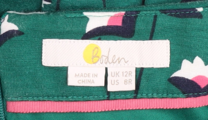 Boden Women’s Green Floral A-Line Knee Length Dress UK 12