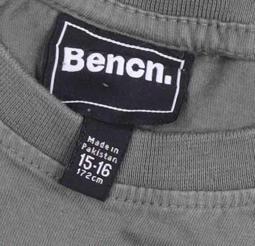 Bench Boys Green Camouflage Logo T-Shirt 15-16 Years Short Sleeve