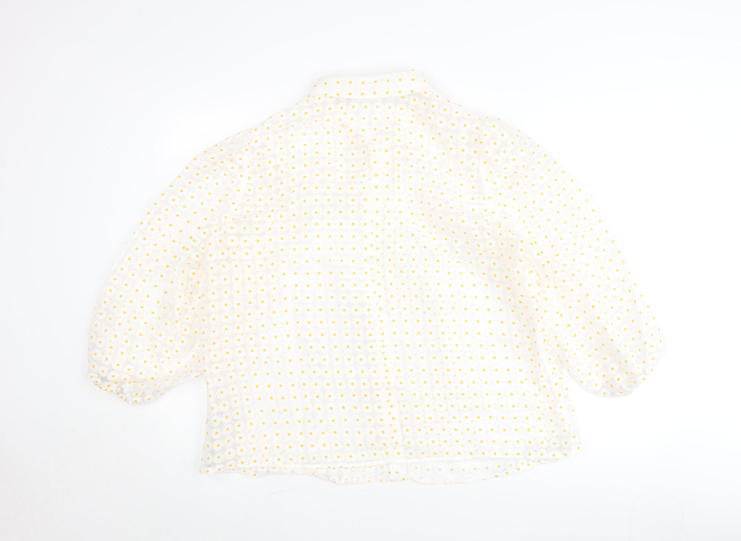 Savida Women White Polka Dot Blouse Size 18 Puff Sleeve