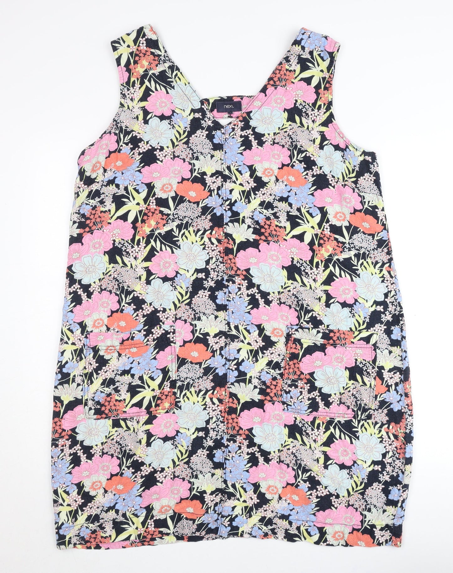 Next Womens Multicoloured Floral Shift Dress Size 16 Sleeveless Knee Length
