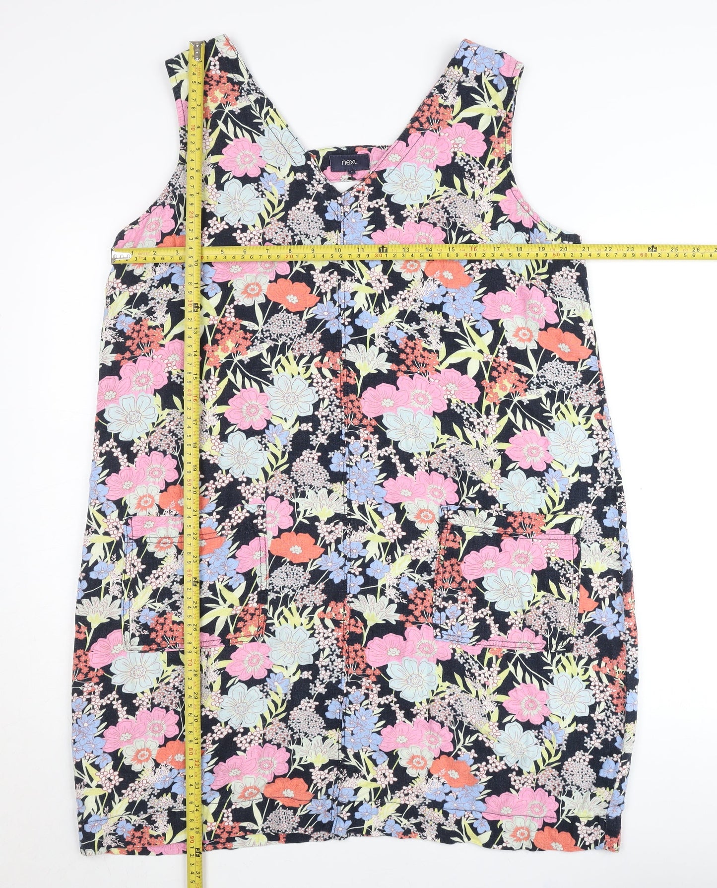 Next Womens Multicoloured Floral Shift Dress Size 16 Sleeveless Knee Length