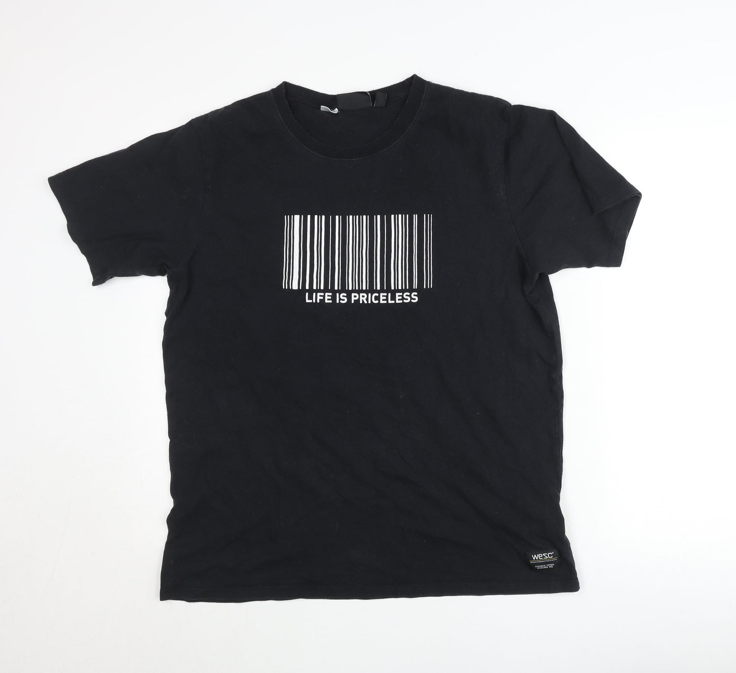 WESC Men's Black L Graphic Print T-Shirt Life is Priceless