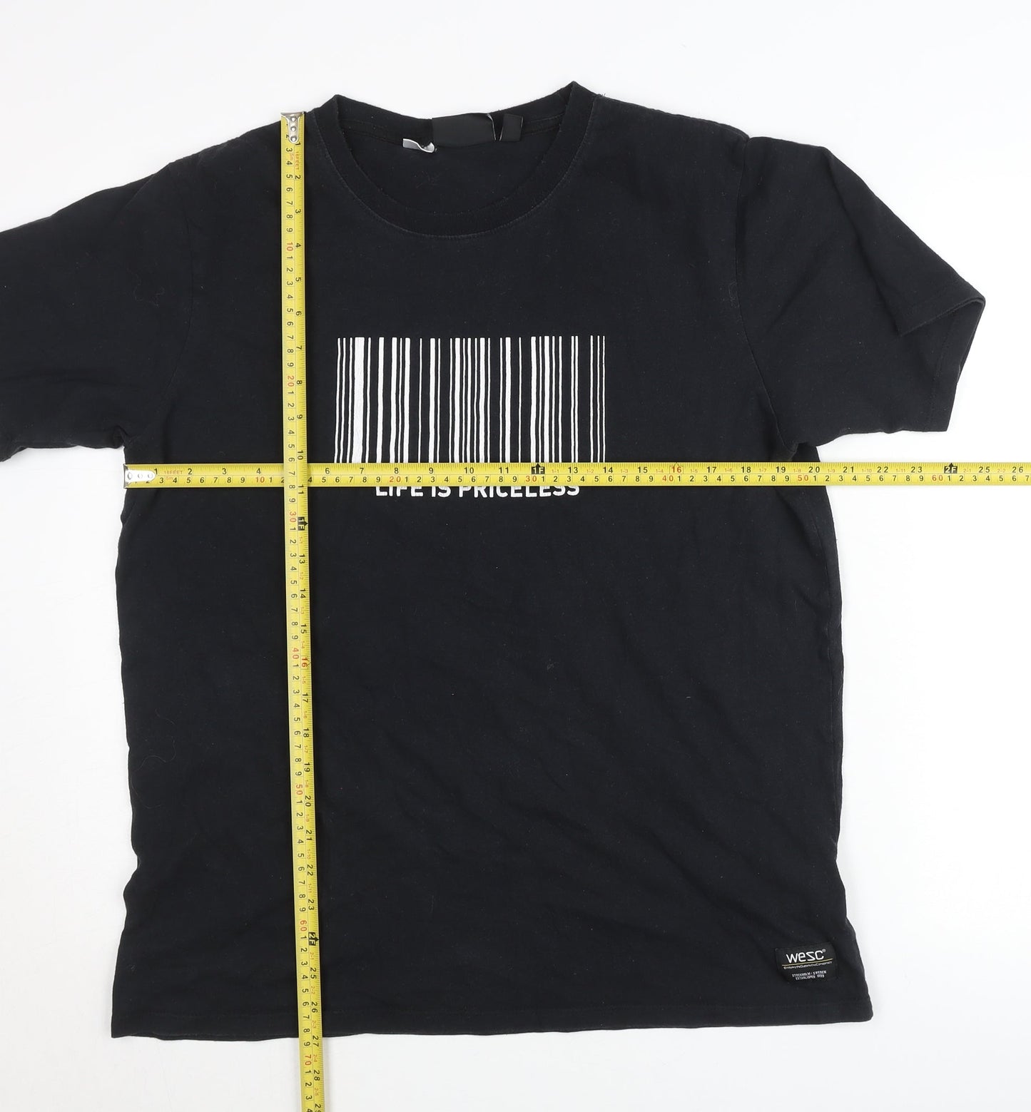 WESC Men's Black L Graphic Print T-Shirt Life is Priceless