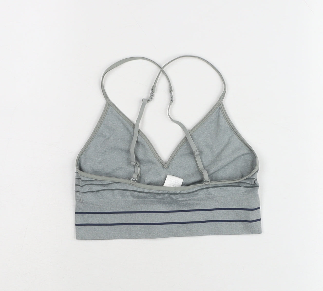 Calvin Klein Women’s Grey Striped Sports Bra Medium Stretch Logo